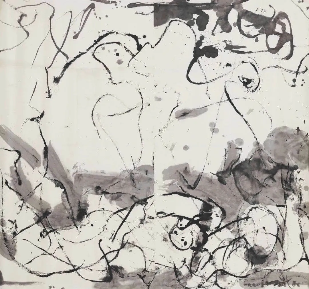 袁运生《象与形之一》，纸本水墨，175×190cm，1990