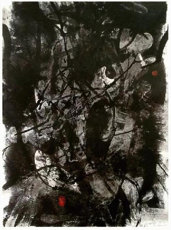 《墨魂系列—沃土》 当代水墨  纸本 68×49cm 1997年