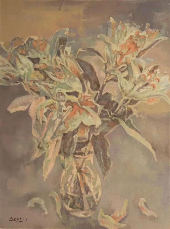郭达平 《百合花》 80×60cm 布面油画