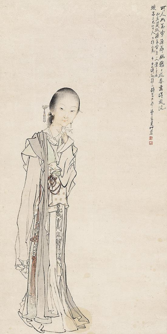 《仕女》 钱慧安1875纸本 江苏省美术馆藏