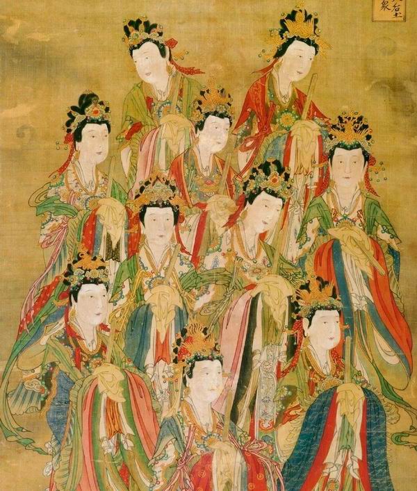 九天后土圣母诸神众,明代,绢本