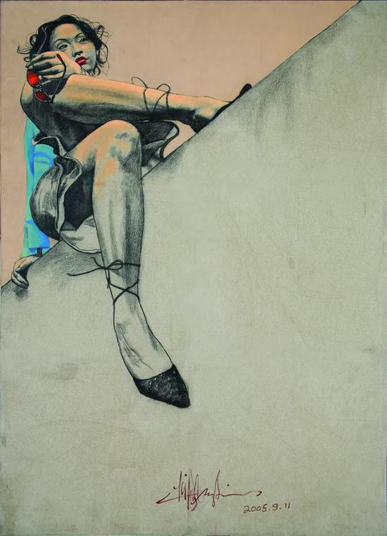 钟飙，《墙》，280x200cm，布面丙烯，2005