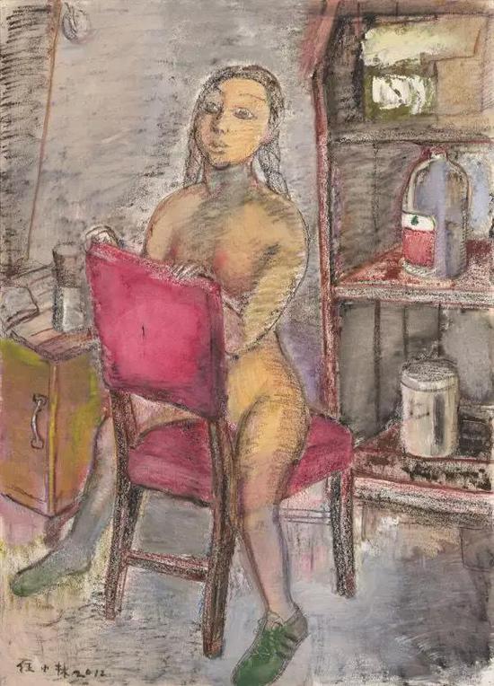 绿鞋女子/100cm*65cm/纸上油画/2012