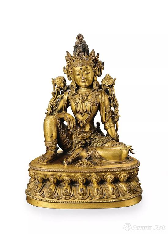 NO.10清康熙 AN IMPERIAL GILT-BRONZE FIGURE OF AMITAYUS