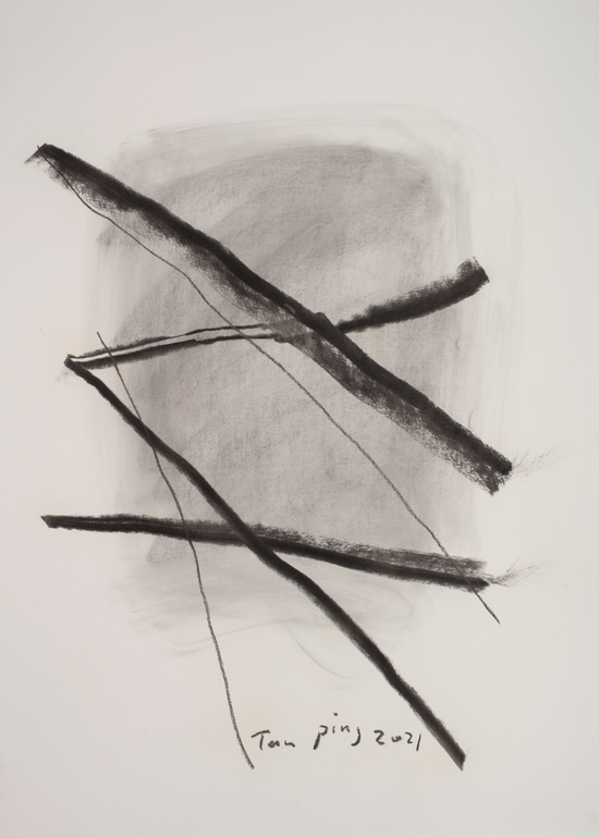  《素描》，纸本炭笔，110 X 79 cm，2021