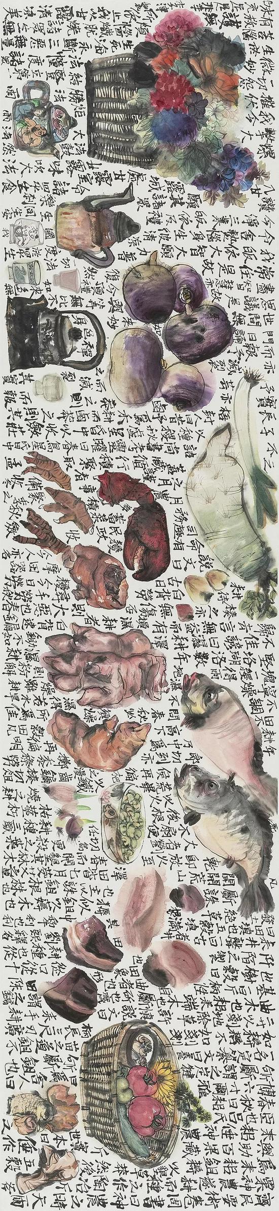 李津 肉食者不鄙 纸本设色 53×230cm 2015