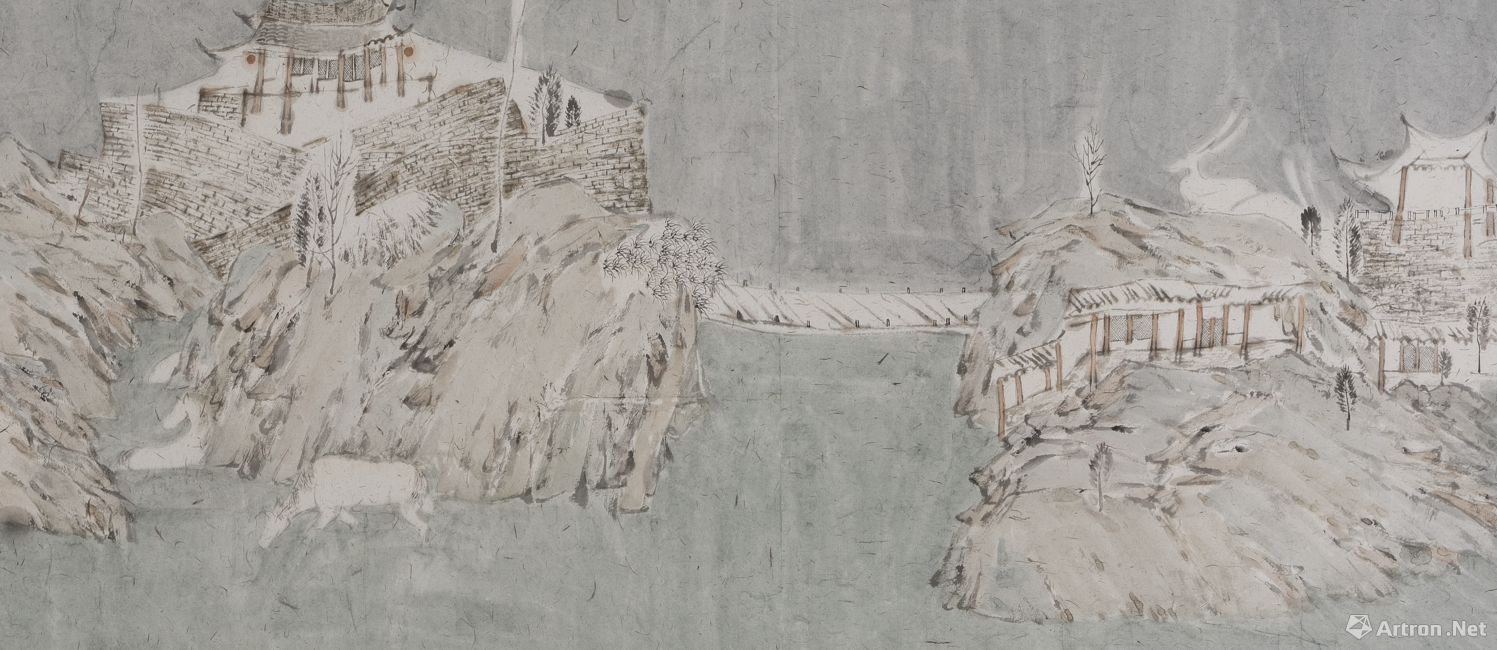 相望(局部) 王子锟 50x200cm 纸本水墨 2020