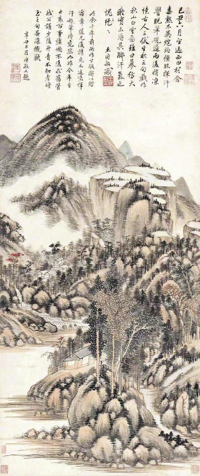 前不久亮相“故宫博物院藏清初‘四王’绘画特展”的王时敏《秋山白云图》轴。
