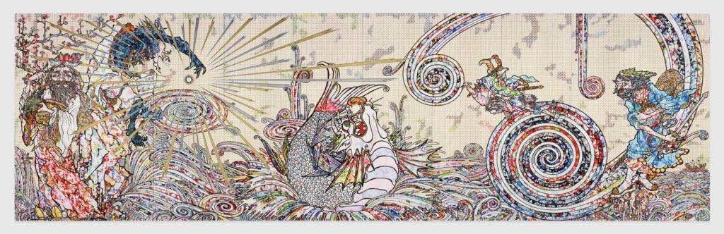 村上隆,《风仙图》(Transcendent Attacking a Whirlwind,2017)。图片:?2017 Takashi Murakami/Kaikai Kiki Co。, Ltd。 All Rights Reserved。 Courtesy Perrotin