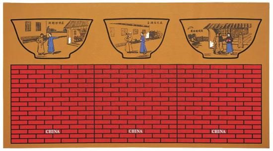 魏光庆 《红墙——中国制造No.4》 布面油画 158cm×288cm 2004