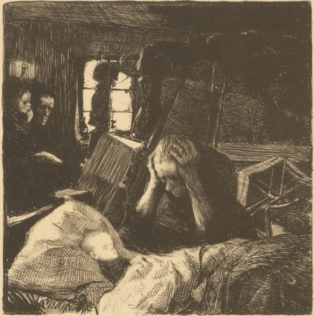 《穷苦》 石版画 15.4x15.3cm 1898年