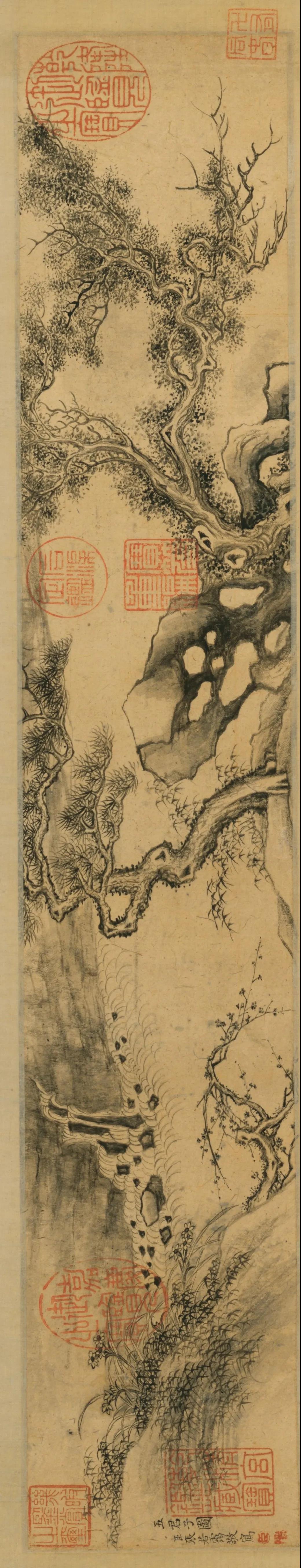 清 张若霭 《五君子图》卷 20×230cm辽宁省旅顺博物馆藏