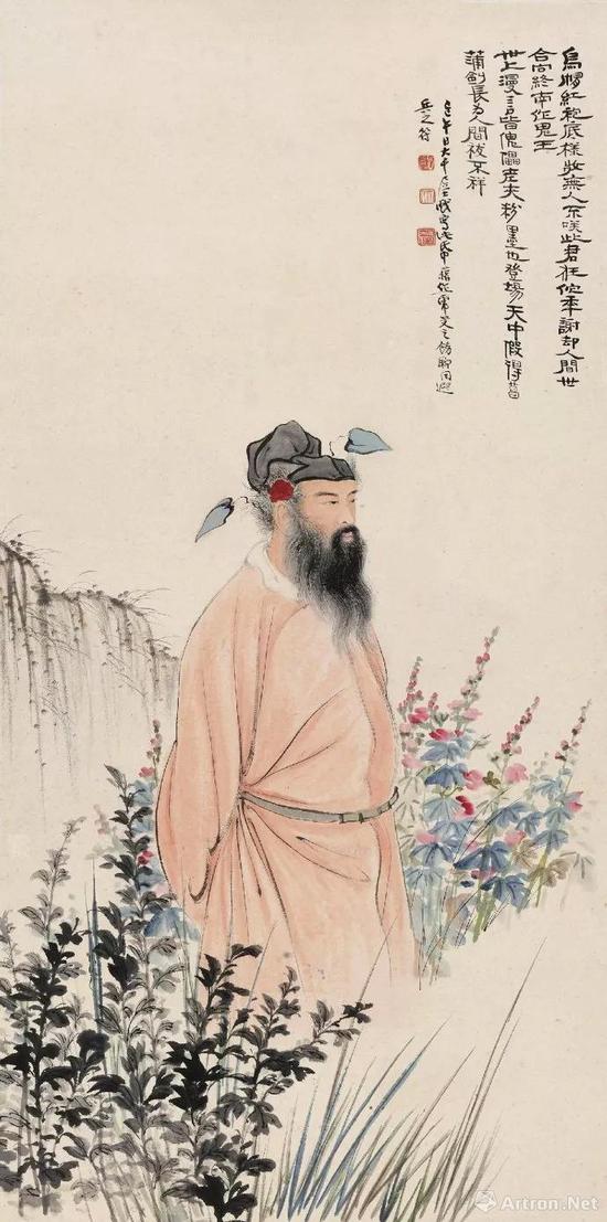张大千 钟馗 1929年作 立轴 设色纸本