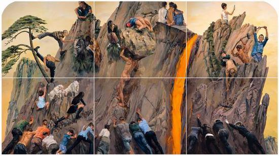 喻红,《愚公还在移山》,2017,布面丙烯,500 x 900 cm