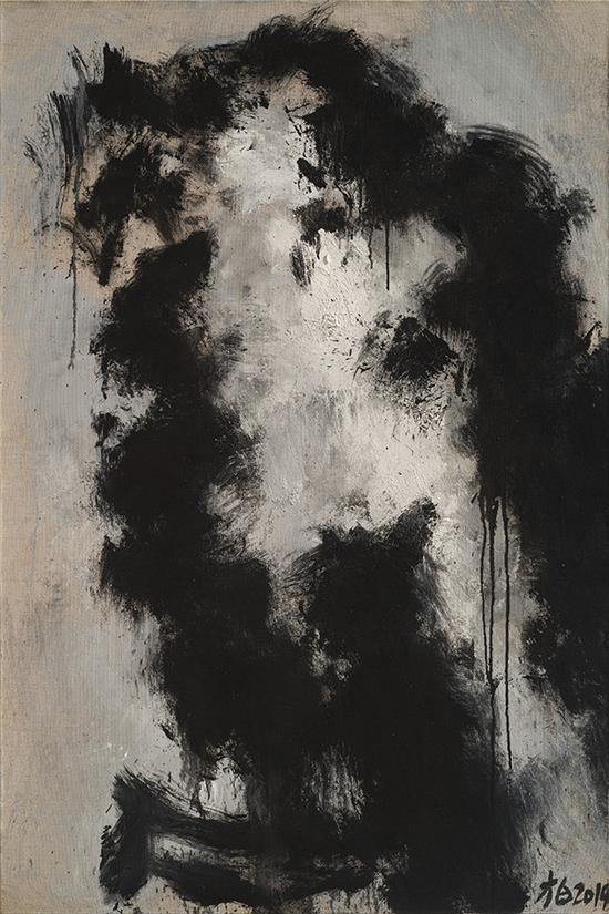 张方白作品 a《墨鹰-1》 150cmx100cm oil painting 2014年