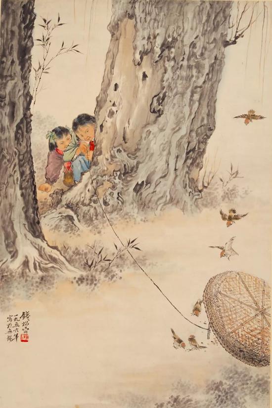 《捕雀》 1956年 69.5×46cm