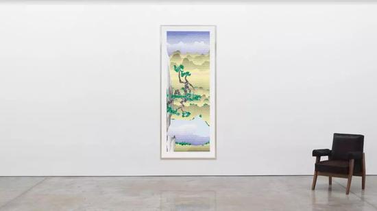 Roy Lichtenstein， Landscape with Poet， 1996， lithograph and screen print on lanaquarelle watercolor paper， 90 3/8 × 36 1/8 inches （229.6 × 91.8 cm）， edition 7/60 © Estate of Roy Lichtenstein