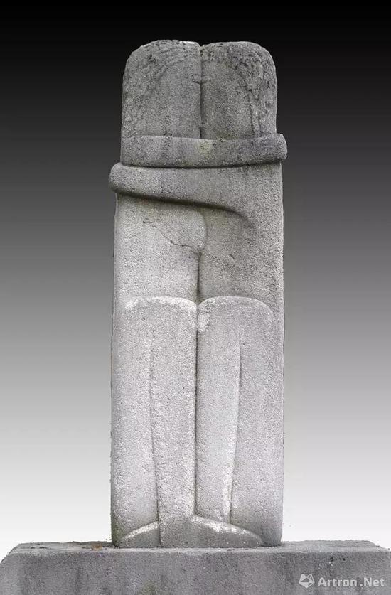 康斯坦丁·布朗库西,吻,1909,现存于巴黎蒙帕纳斯公墓