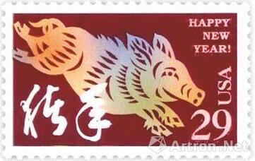 美国生肖猪邮票