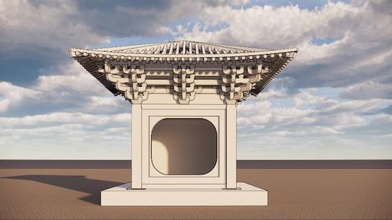 石殿复原(建筑制图:徐东)