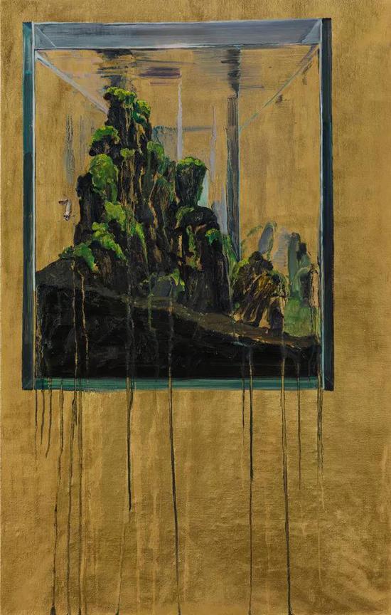 田园，《物-之四十》，115x72cm，布面金箔油画，2014