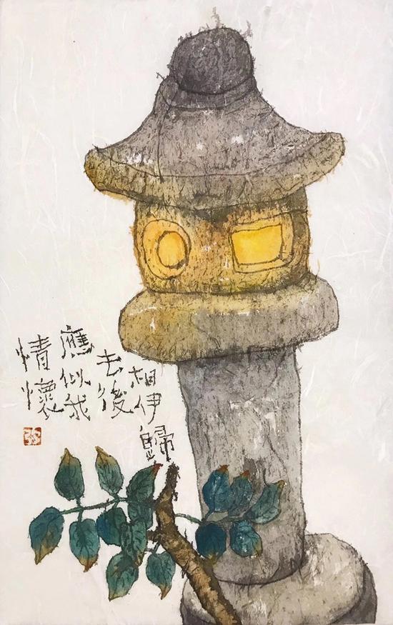 李知弥画作《相伊归去后 应似我情怀》