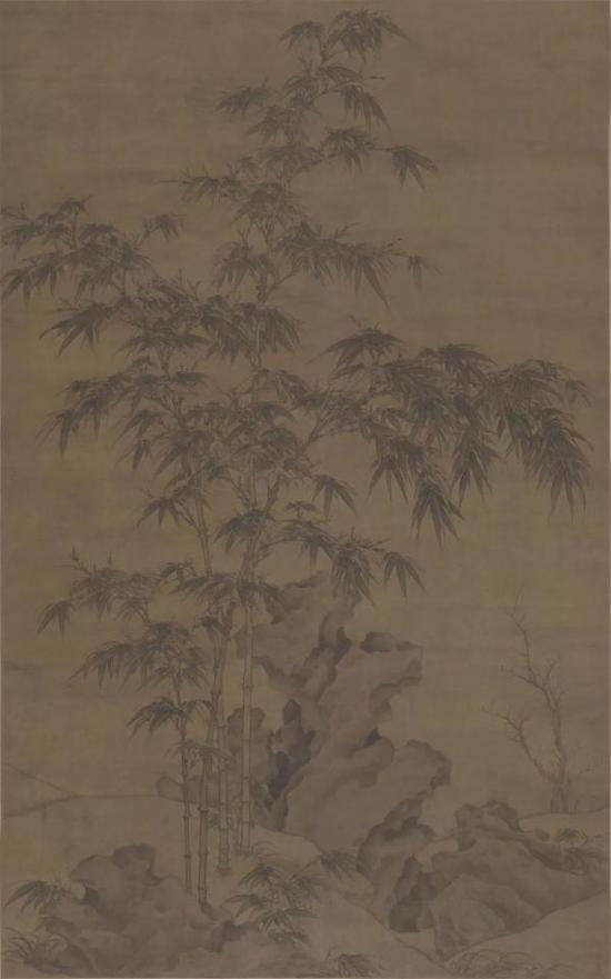 元 李衎《双钩竹图轴》 绢本设色 纵163.5厘米 橫102.5厘米 故宫博物院藏