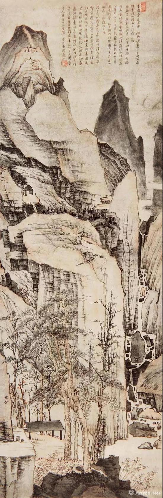 清 渐江 黄山图 47.6cm×145cm 1661