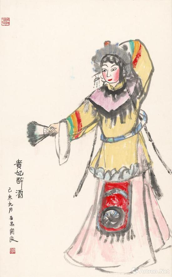 关良《贵妃醉酒》95x59厘米 中国画 1979年 中华艺术宫藏