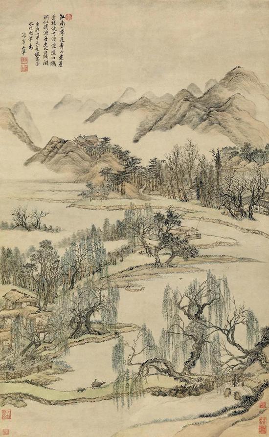 王翚 仿惠崇水村图 立轴 设色纸本 101.5×62 cm 成交价:RMB 9,200,000
