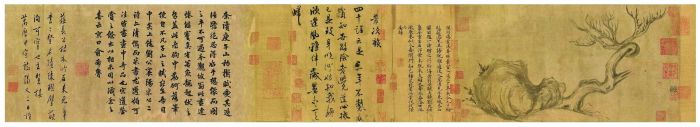 香港佳士得2018秋拍以4.636亿港元成交的北宋苏轼《木石图》手卷,水墨纸本,27.2×543厘米