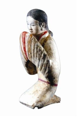 汉阳陵塑衣式跽坐拱手俑