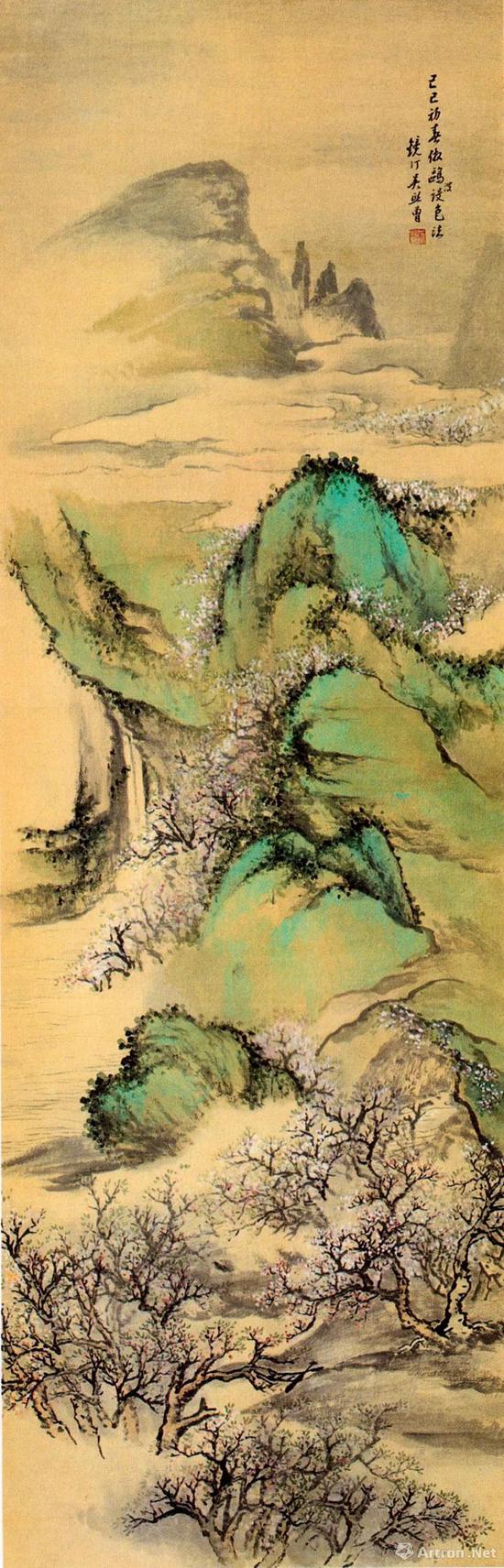 《仿赵孟頫设色法》轴