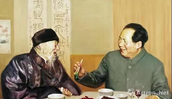 毛主席与齐白石(油画)