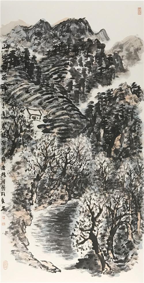 《山塘碧茶乡》136cm×68cm 2015年