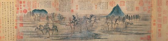 《鹊华秋色图》,现藏于台北故宫博物院。由元代书画家赵孟頫于1295年创作。/Wikipedia