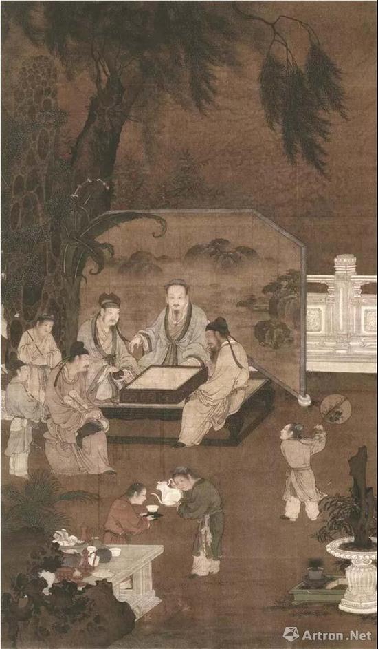 (明)佚名 明人十八学士图·棋(局部) 绢本设色 纵173.6厘米 横103.1厘米 台北“故宫博物院”藏