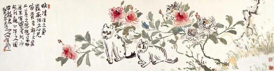 李孝萱 花鸟 48cm×180cm 纸本设色 2003年