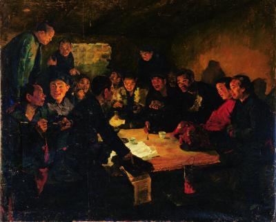 农民小组会(油画) 130.5×160.5厘米 1949至1950年 戴泽