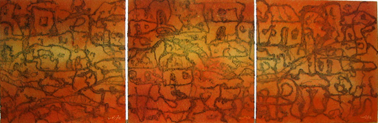 《故曲-脉络》系列创作 尺寸:70cm*70cm*1cm*3幅 材质:纤维 年代:2004年