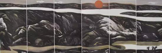 《长河落日圆》136cm×408cm 董继宁 1991年