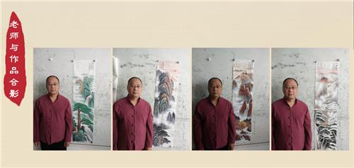 梁红先老师与作品合影（33×138cm/幅）