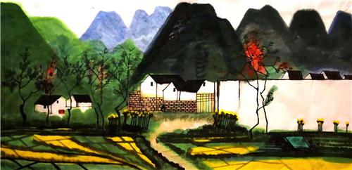 ▲《房前是田屋后山》138×68cm