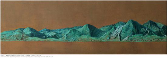 《未名山·青绿研究方案NO.2》120×40㎝ 布面丙烯 2018