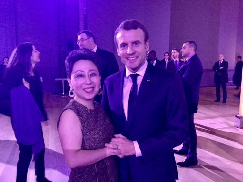 图片说明：2017年，谢可纬女士(Noelle Xie)参加由法国总统发起的首届巴黎地球峰会