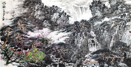 《花雨》136×68cm