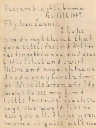 说明：海伦·凯勒《亲笔信》，信笺二通四页，32.5×21.5cm×2