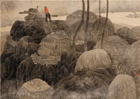 《沂水悠悠》134×180cm绢本设色 1986年