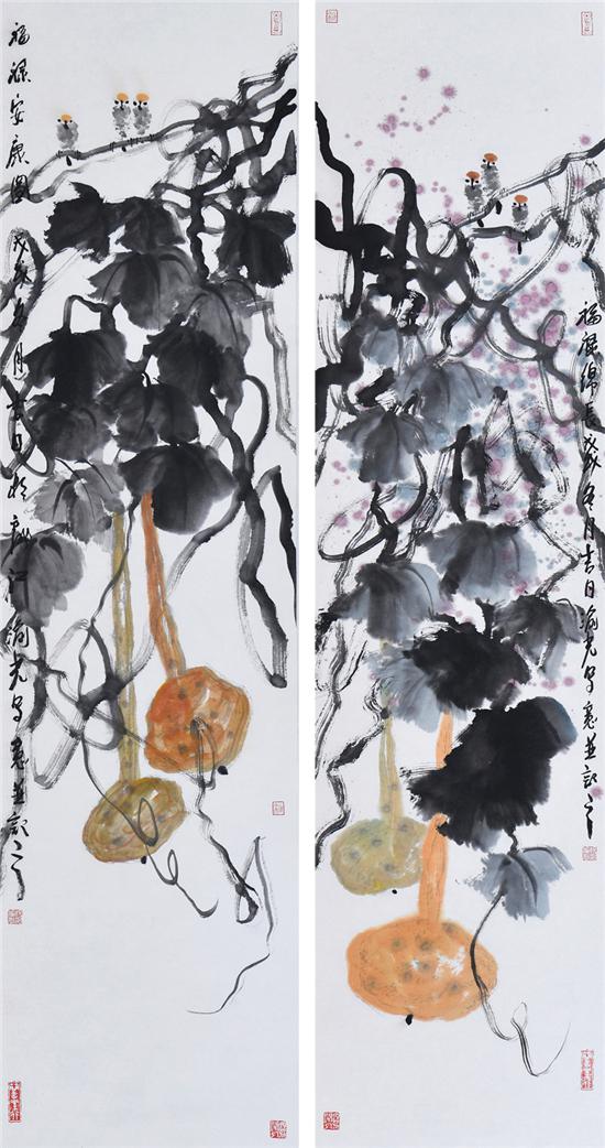 《福禄安康图)》136×34cm