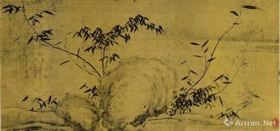 苏轼 潇湘竹石图(局部) 绢本水墨 28105.6cm 现藏于中国美术馆